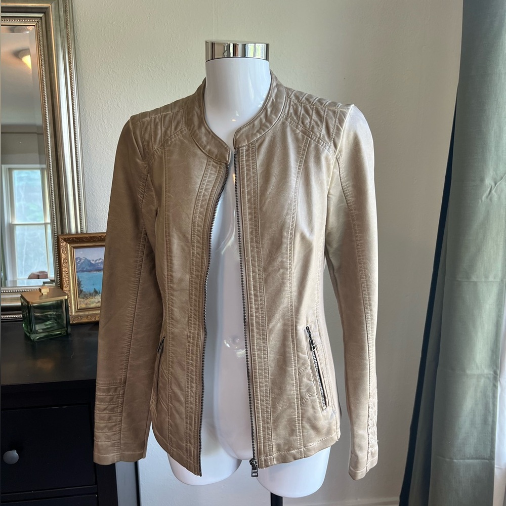 Tan Stretch Leather Jacket